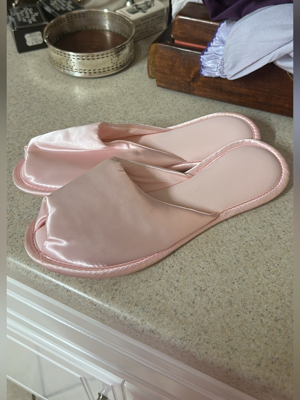 Vintage Women's Satin Slide Slippers - Blush Pink Madye’s washable